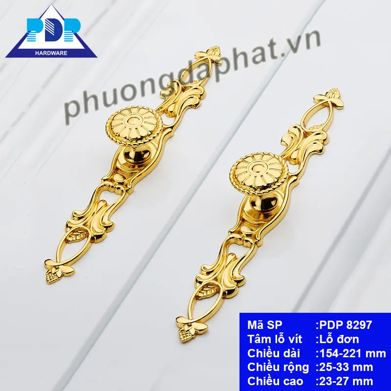 Chi tiết tay nắm tủ bếp đẹp màu vàng bóng PDP8297