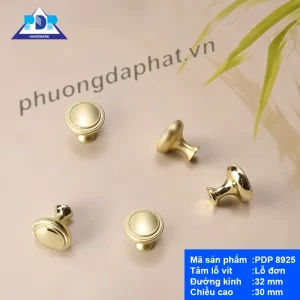 Núm Tay Nắm Tủ Tân Cổ Điển Màu Vàng Bóng PDP8925