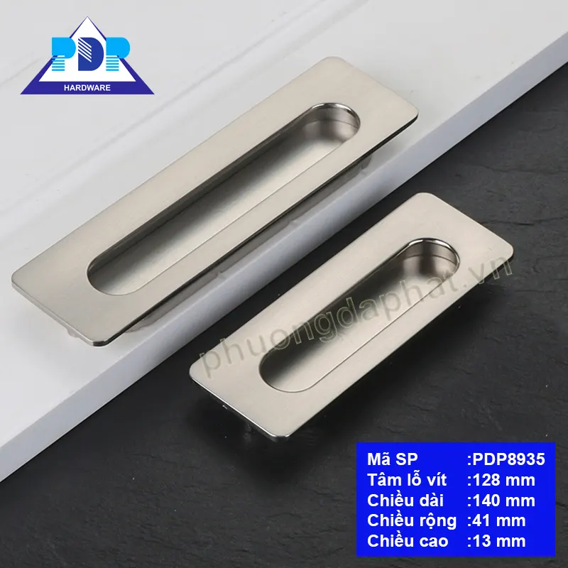 Tay nắm âm tủ màu bạc xước PDP8935