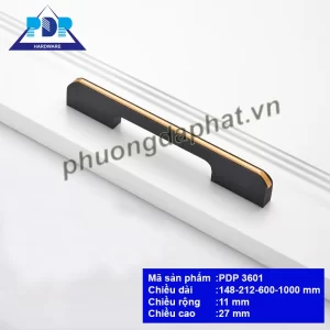 Chi tiết bề mặt mạ tay nắm tủ áo hai màu đen vàng PDP3601