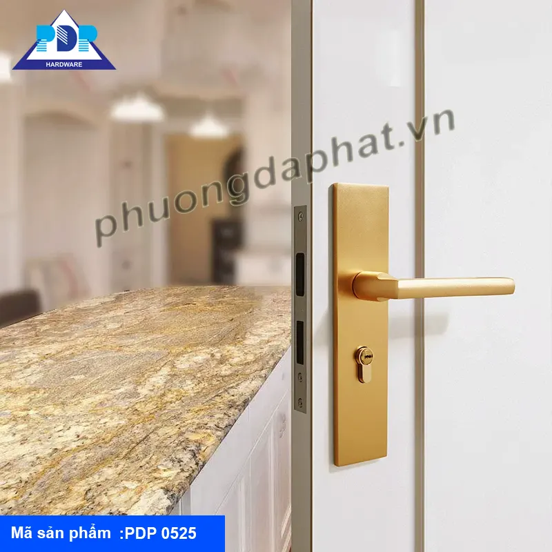 Khóa cửa tay gạt hiện đại PDP0525 màu vàng xước