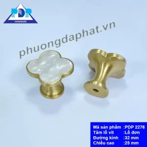 Núm Tay Nắm Tủ Hoa Bốn Cánh Bằng Đồng PDP2276