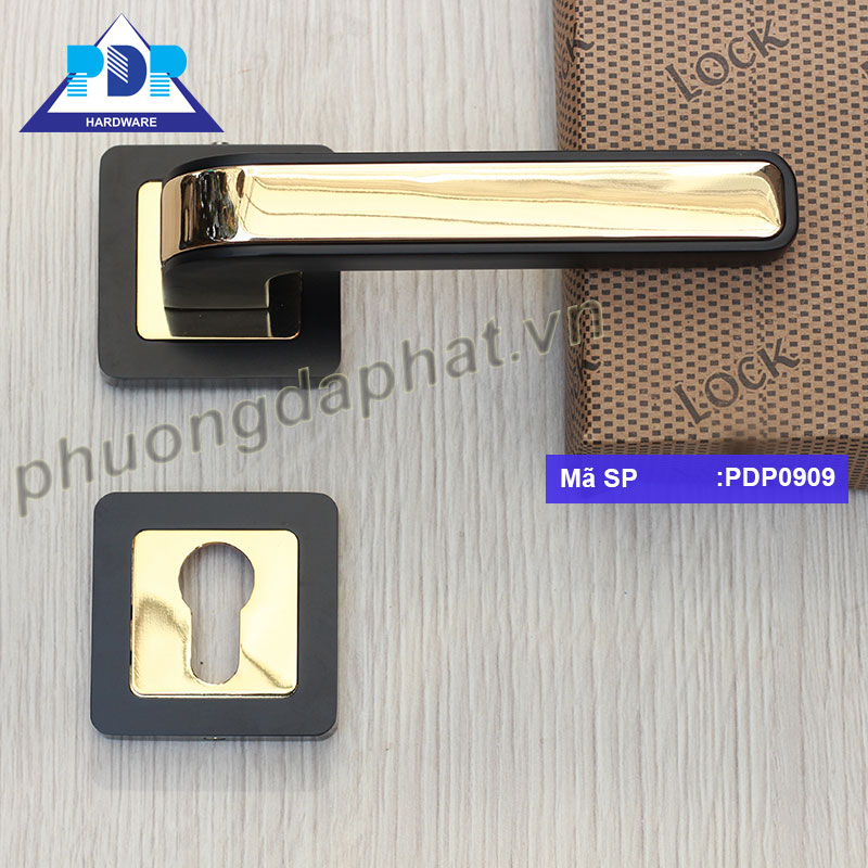 Khóa Cửa Tay Gạt mang dáng vẻ hiện đại với sự kết hợp giữa màu vàng bóng và đen tạo sự thanh lịch cho tổng thể.