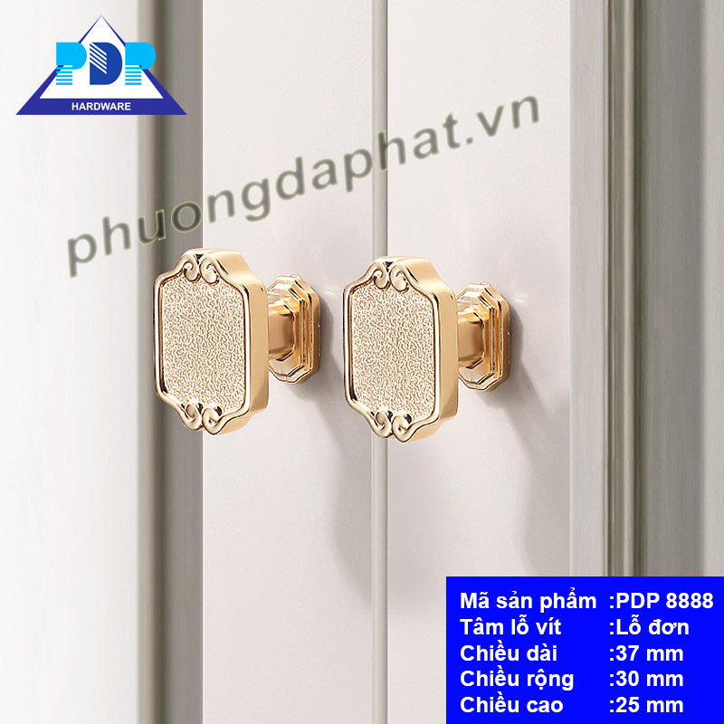 Núm Tay Nắm Tủ Á Đông Màu Vàng Bóng PDP8888