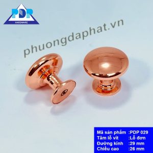 Núm Tay Nắm Tủ Hiện Đại với mặt tròn nhẵn với màu vàng hồng tạo hiệu ứng bắt mắt
