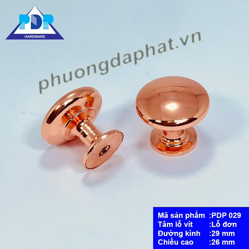 Núm Tay Nắm Tủ Hiện Đại với mặt tròn nhẵn với màu vàng hồng tạo hiệu ứng bắt mắt
