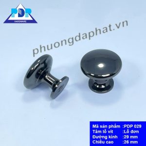 Núm Tay Nắm Tủ Hiện Đại với mặt tròn nhẵn với màu đen bóng tạo hiệu ứng bắt mắt