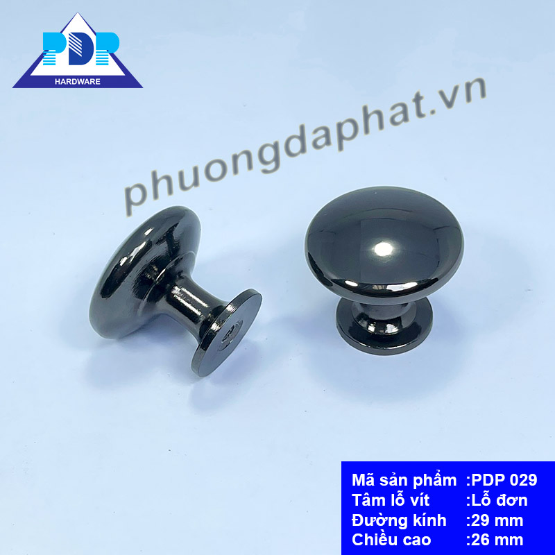 Núm Tay Nắm Tủ Hiện Đại với mặt tròn nhẵn với màu đen bóng tạo hiệu ứng bắt mắt