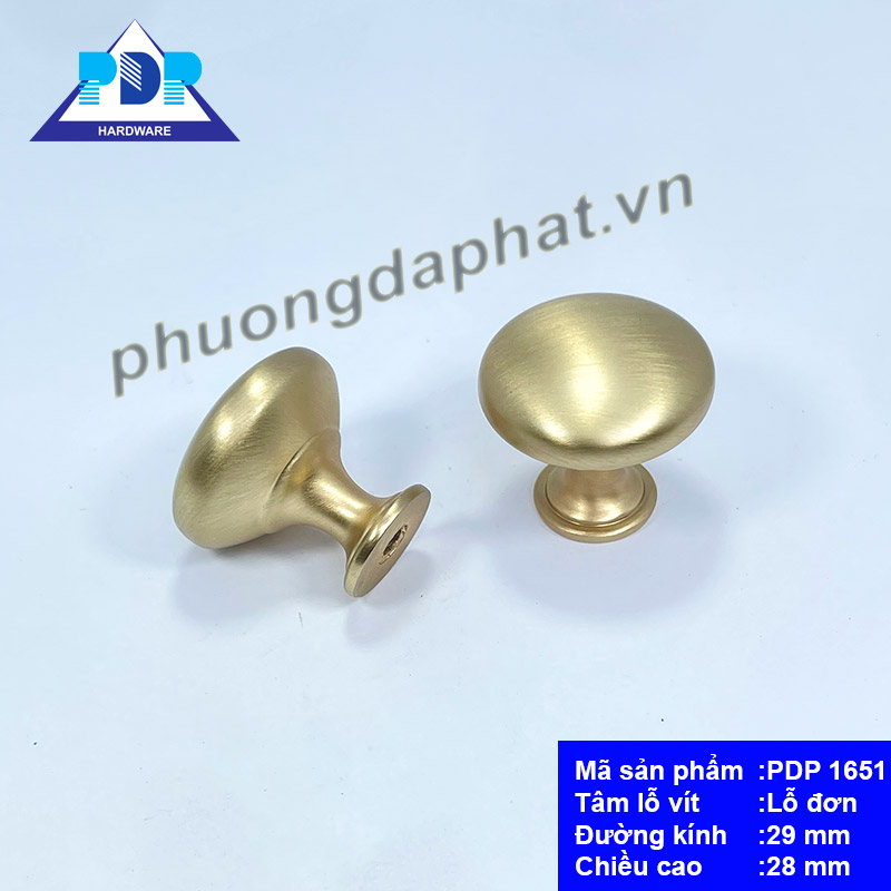 Núm Tay Nắm Tủ với mặt tròn nhẵn và màu vàng xước tạo hiệu ứng bắt mắt