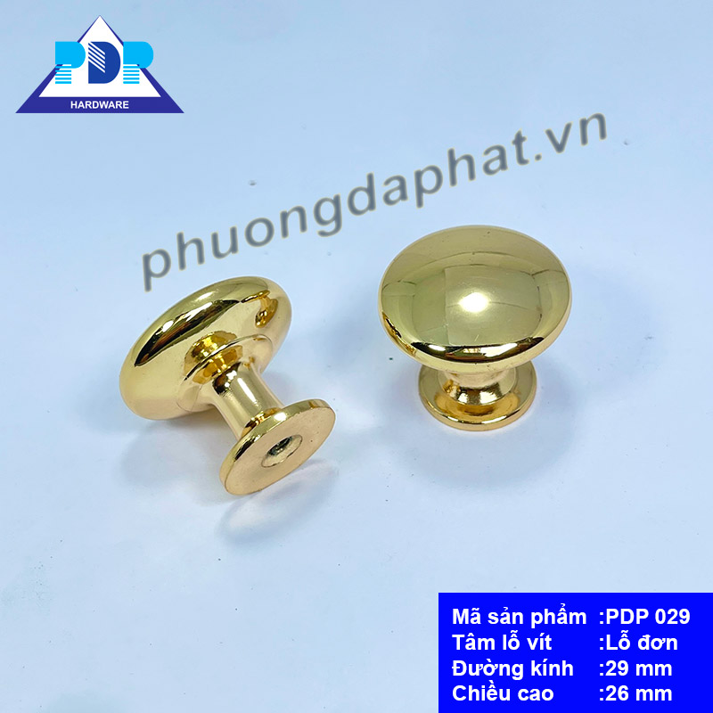 Núm Tủ Hiện Đại Tối Giản với mặt tròn nhẵn và màu vàng bóng tạo hiệu ứng bắt mắt