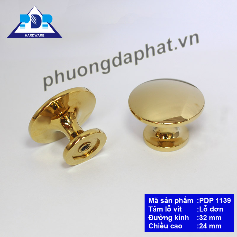 Núm Tủ Hiện Đại với mặt tròn nhẵn và màu vàng bóng tạo hiệu ứng bắt mắt