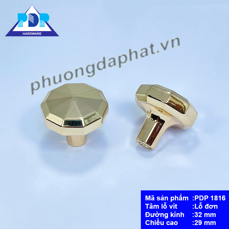 Núm Tủ Hiện Đại với mặt hình đa giác và màu vàng bóng tạo hiệu ứng bắt mắt