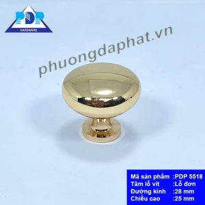 Núm Tay Nắm Tủ Gỗ PDP5518 — Tròn Tối Giản, 5 Màu Phủ Mọi Phong Cách Núm tay nắm tủ gỗ màu vàng bóng PDP5518