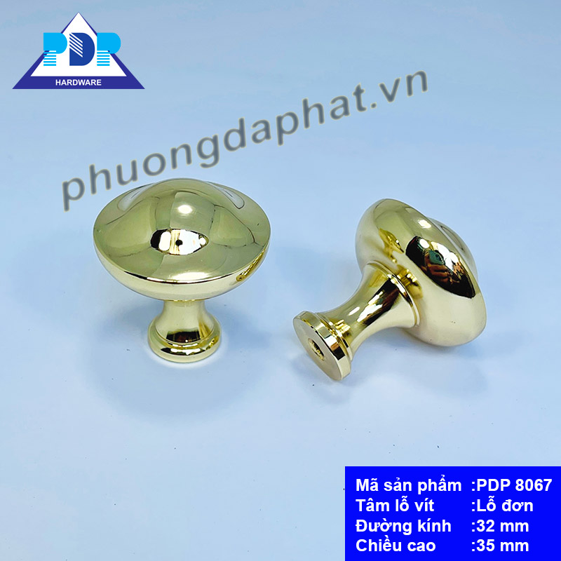 Núm Tủ Hiện Đại với mặt tròn nhẵn và màu vàng bóng tạo hiệu ứng bắt mắt