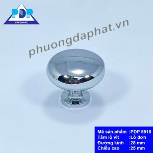 Núm Tay Nắm Tủ Gỗ PDP5518 — Tròn Tối Giản, 5 Màu Phủ Mọi Phong Cách NNúm tay nắm tủ gỗ màu crom bóng PDP5518