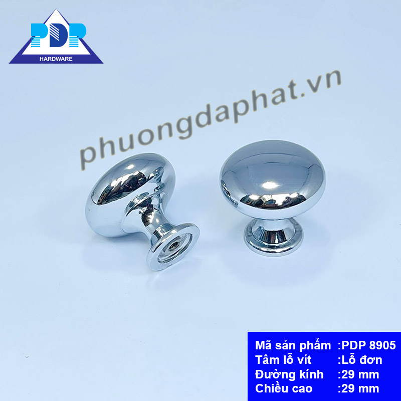 Núm Tủ với mặt tròn nhẵn và màu crom bóng tạo hiệu ứng bắt mắt