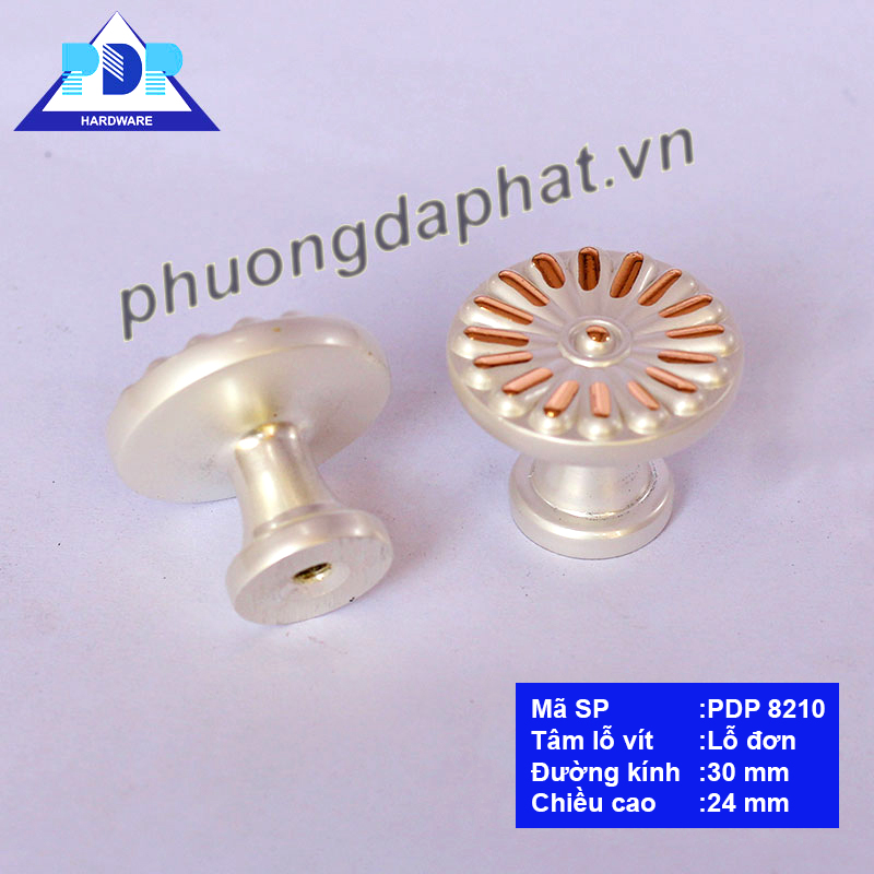 Núm Tủ Hợp Kim Kẽm với mặt trước tay nắm tích hợp cách điệu bông hoa rất trang nhã