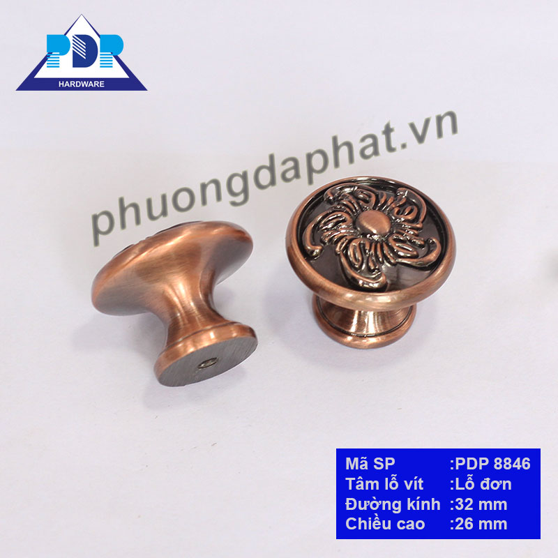 Núm Tủ Hợp Kim Kẽm với mặt trước tay nắm được tích hợp cách điệu bông hoa rất trang nhã