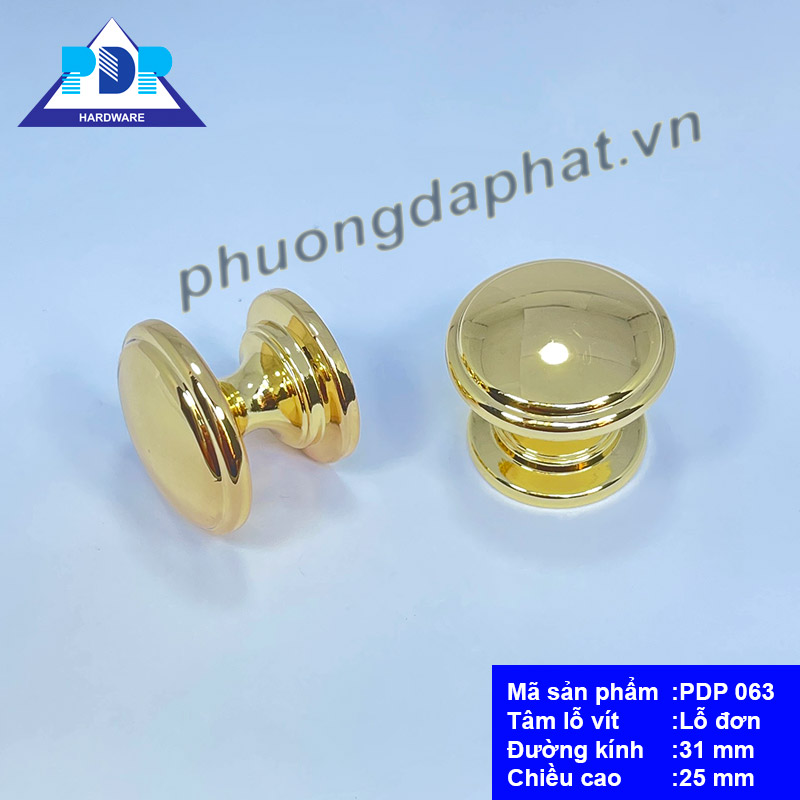 Núm Tủ Hợp Kim Kẽm mang lại cảm giác chắc chắn khi sử dụng với màu vàng bóng bắt mắt