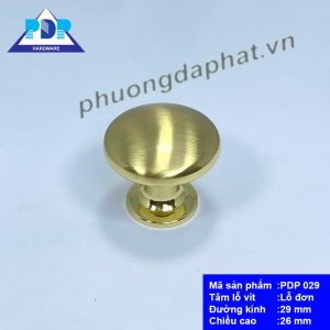 Núm Tủ Hợp Kim Kẽm với mặt tròn nhẵn và màu vàng xước tạo hiệu ứng bắt mắt