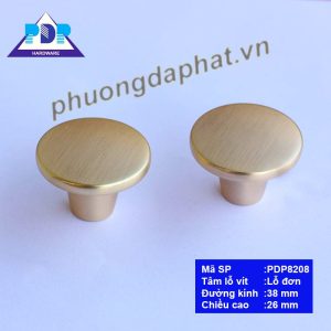 Tay Nắm Núm Tròn Hiện Đại  với mặt tròn nhẵn và màu vàng xước tạo hiệu ứng bắt mắt