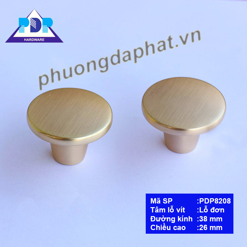 Tay Nắm Núm Tròn Hiện Đại  với mặt tròn nhẵn và màu vàng xước tạo hiệu ứng bắt mắt
