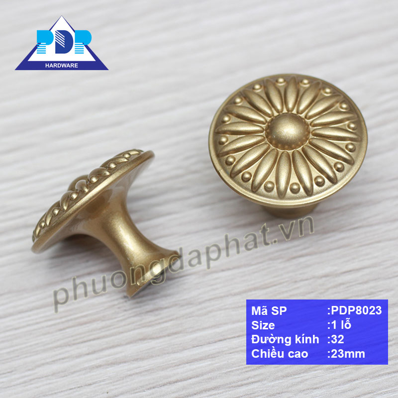 Tay Nắm Núm Tròn với mặt trước tay nắm tích hợp cách điệu bông hoa rất trang nhã