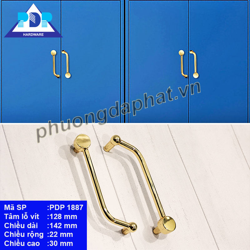 Tay Nắm Tủ Bắc Âu với thiết kế đối xứng độc đáo cùng màu vàng bóng vô cùng duyên dáng. Ứng dụng rộng rãi thích hợp cho mọi cách lắp đặt dọc hay ngang.