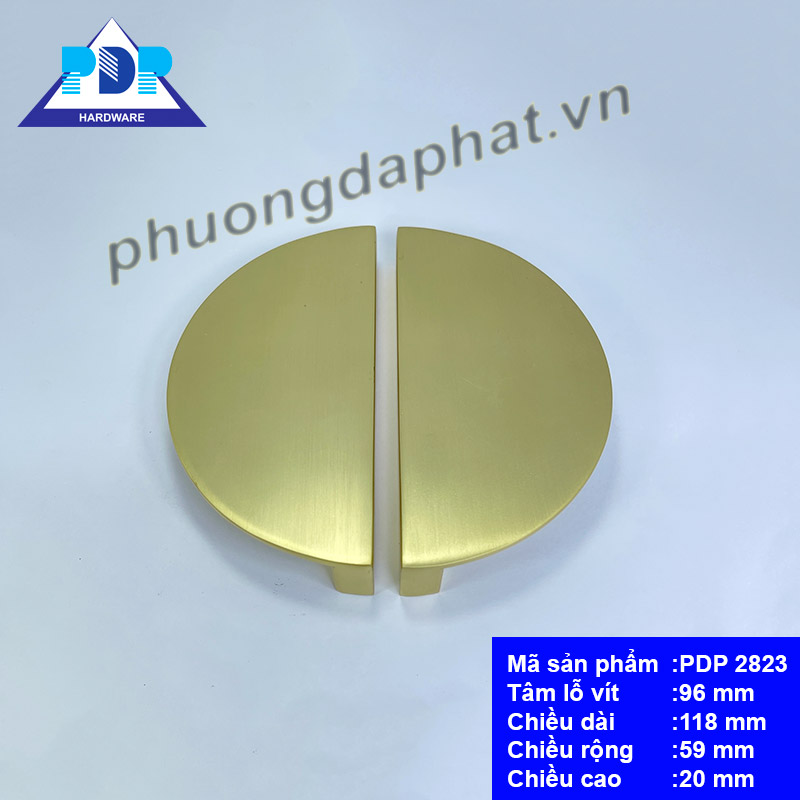 Tay Nắm Tủ Bán Nguyệt với màu vàng chải xước cùng thiết kế đối xứng độc đáo