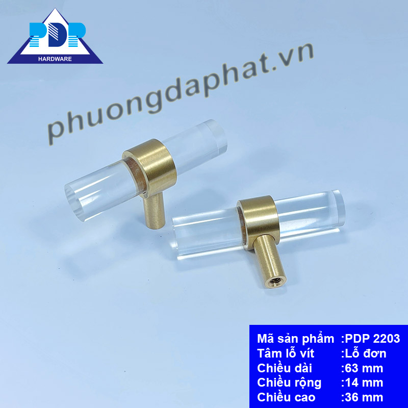Tay Nắm Tủ Bếp với đế liên kết đồng cùng thân nhựa acrylic trong suốt
