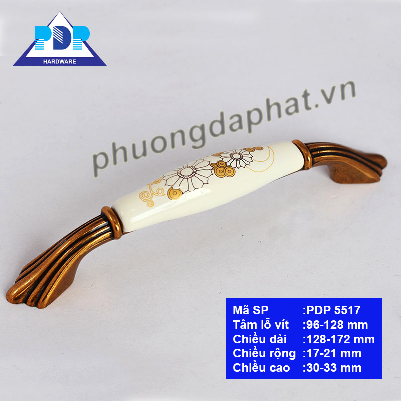 Tay Nắm Tủ Bếp Hoa Văn Trên Nền Gốm Sứ PDP5517