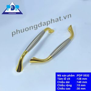 Tay Nắm Tủ Bếp rất ấn tượng về diện mạo khi kết hợp màu niken xước ở thân với màu vàng bóng