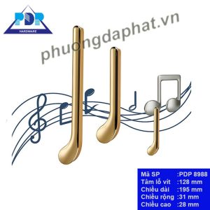Tay Nắm Tủ Cao Cấp Hình Nốt Nhạc PDP8988 Tay Nắm Tủ Cao Cấp với thiết kế đối xứng độc đáo cùng màu vàng bóng vô cùng duyên dáng. Ứng dụng rộng rãi thích hợp cho mọi cách lắp đặt dọc hay ngang.