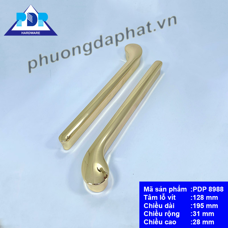 Tay Nắm Tủ Cao Cấp với thiết kế đối xứng độc đáo cùng màu vàng bóng vô cùng duyên dáng. Ứng dụng rộng rãi thích hợp cho mọi cách lắp đặt dọc hay ngang.