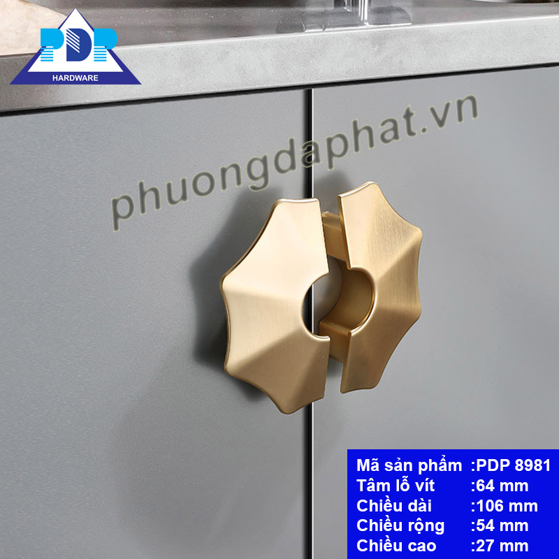 Tay Nắm Tủ với màu vàng chải xước cùng thiết kế đối xứng độc đáo