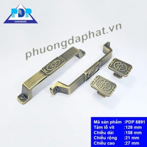 Tay nắm tủ gỗ phong cách Á Đông màu rêu mờ PDP8891