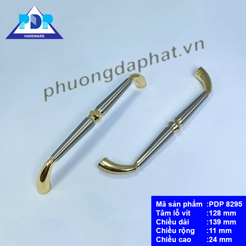 Tay Nắm Tủ Hiện Đại với sự kết hợp giữa màu bạc xước và vàng bóng tạo thành tổng thể hài hòa đẹp mắt thích hợp cho các tủ đặt trong phòng khách.