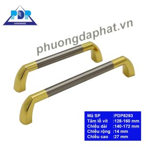 Tay Nắm Tủ Cao Cấp Hiện Đại Tối Giản PDP8293 Tay Nắm Tủ Hiện Đại với sự kết hợp giữa màu bạc xước và vàng bóng tạo thành tổng thể hài hòa đẹp mắt thích hợp cho các tủ đặt trong phòng khách.