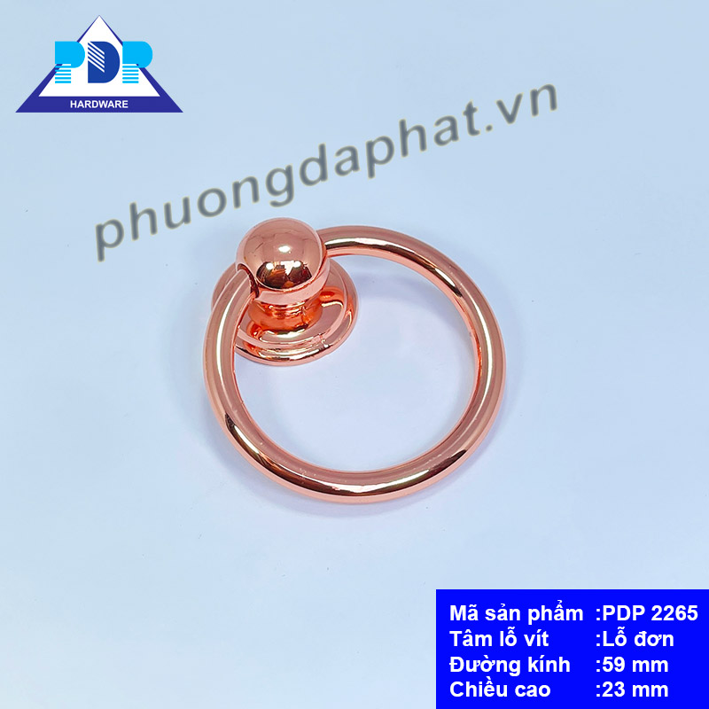 Tay Nắm Tủ Khoen Tròn với màu vàng hồng tạo hiệu ứng bắt mắt. Dễ dàng lắp đặt lau chùi