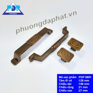 Tay nắm tủ gỗ phong cách Á Đông màu đồng cổ PDP8891