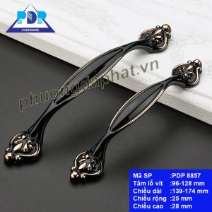 Tay nắm cửa tủ bếp tân cổ điển màu đen viền vàng PDP8857