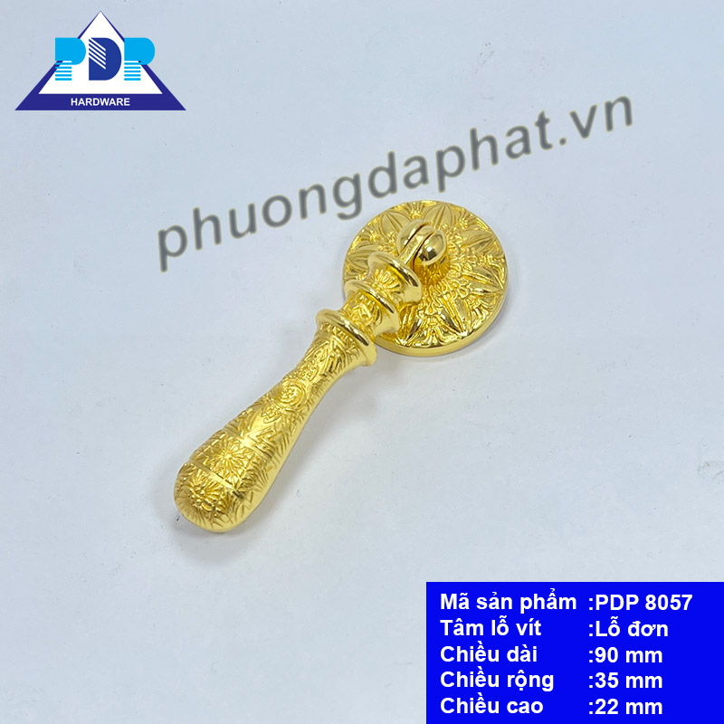 Tay Nắm Tủ Tân Cổ Điển với mặt trước tay nắm tích hợp cách điệu bông hoa rất trang nhã
