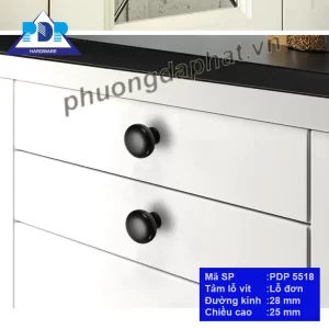 Chi tiết núm tay nắm tủ gỗ màu đen mờ PDP5518