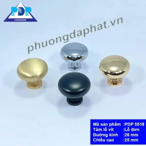 Chi tiết núm tay nắm tủ gỗ màu vàng bóng PDP5518