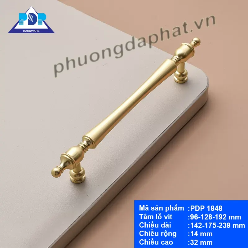 Tay Nắm Tân Cổ Điển PDP1848 — Màu Vàng Xước Hợp Kim Kẽm Cao Cấp Chi tiết Tay Nắm Tân Cổ Điển màu vàng xước PDP1848